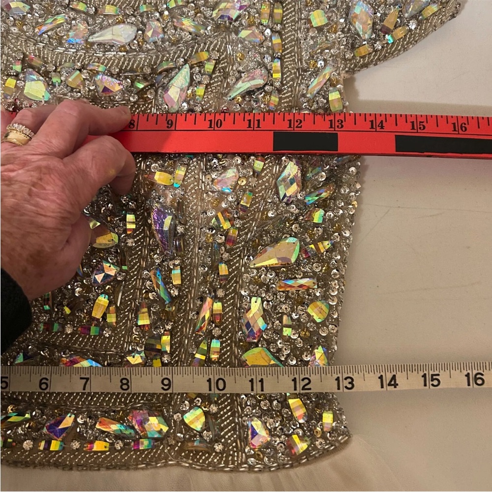 TERANI COUTURE SHORT BEADED JEWELS EMBELLISHED COCKTAIL DRESS Formal WeddingProm - Picture 15 of 16